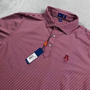 Stitch Golf Mens Victory Stripe Polo Shirt Rossa Red White 241SA0100 Size M/L